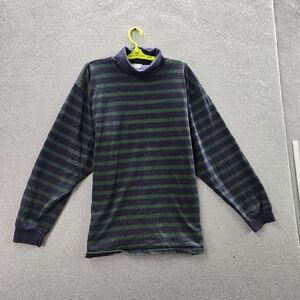 VINTAGE Banana Republic Men Shirt XL Navy Striped Safari Turtleneck Pullover